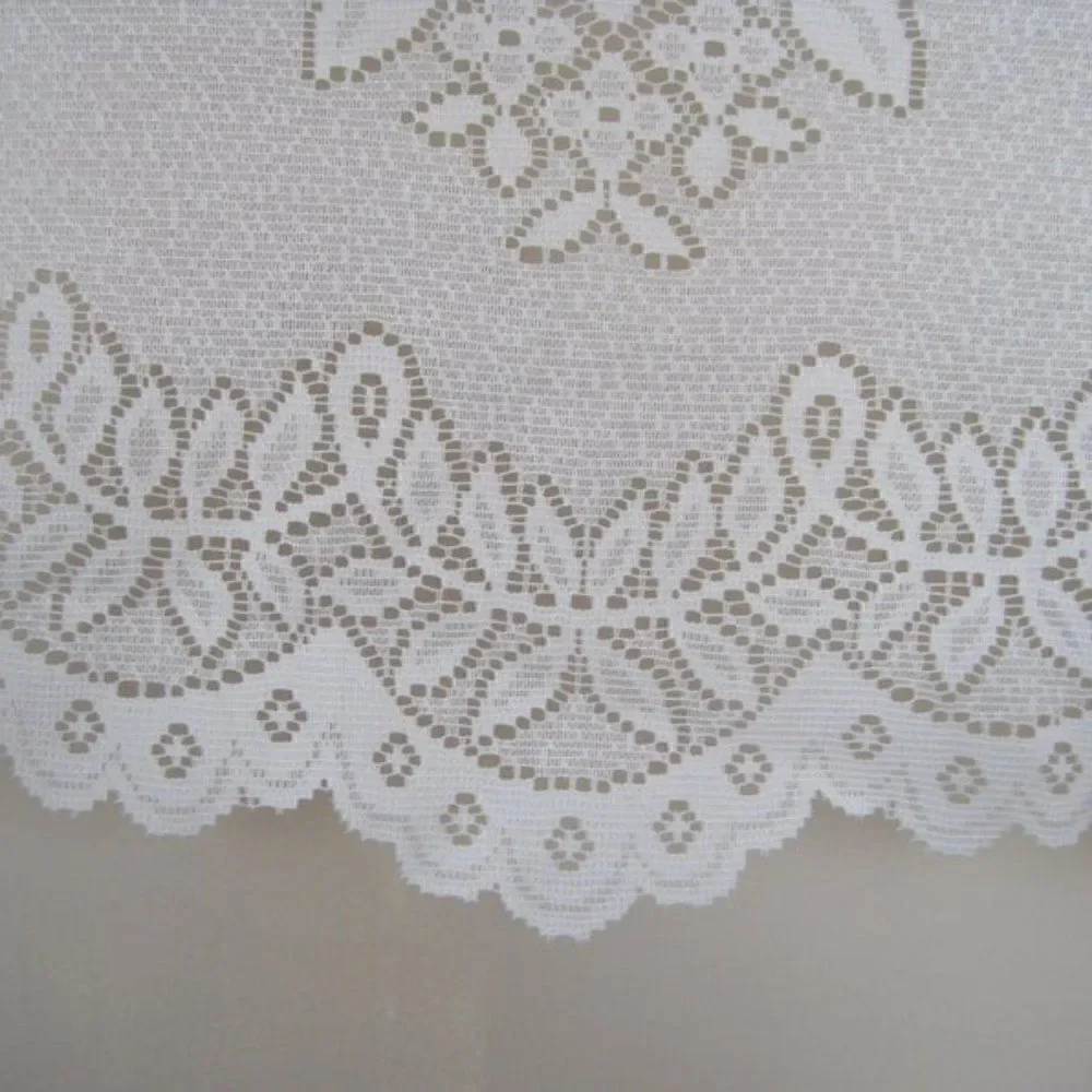 Curtain Lace Panel Flowers 61.5 x 23 Off White VTG